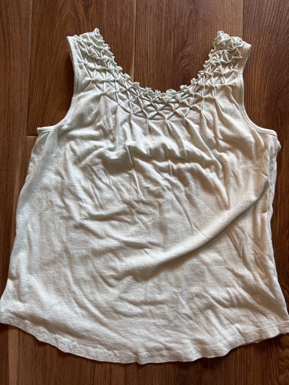 Anthropologie Maeve Women's Green Sleeveless Smocked Neck Tank Top